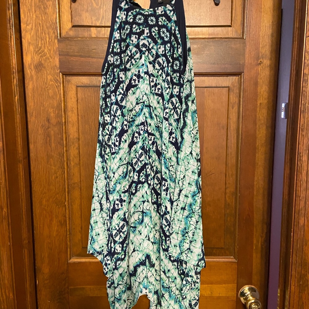 Stylish Halter Maxi Dress in Blue and Green
